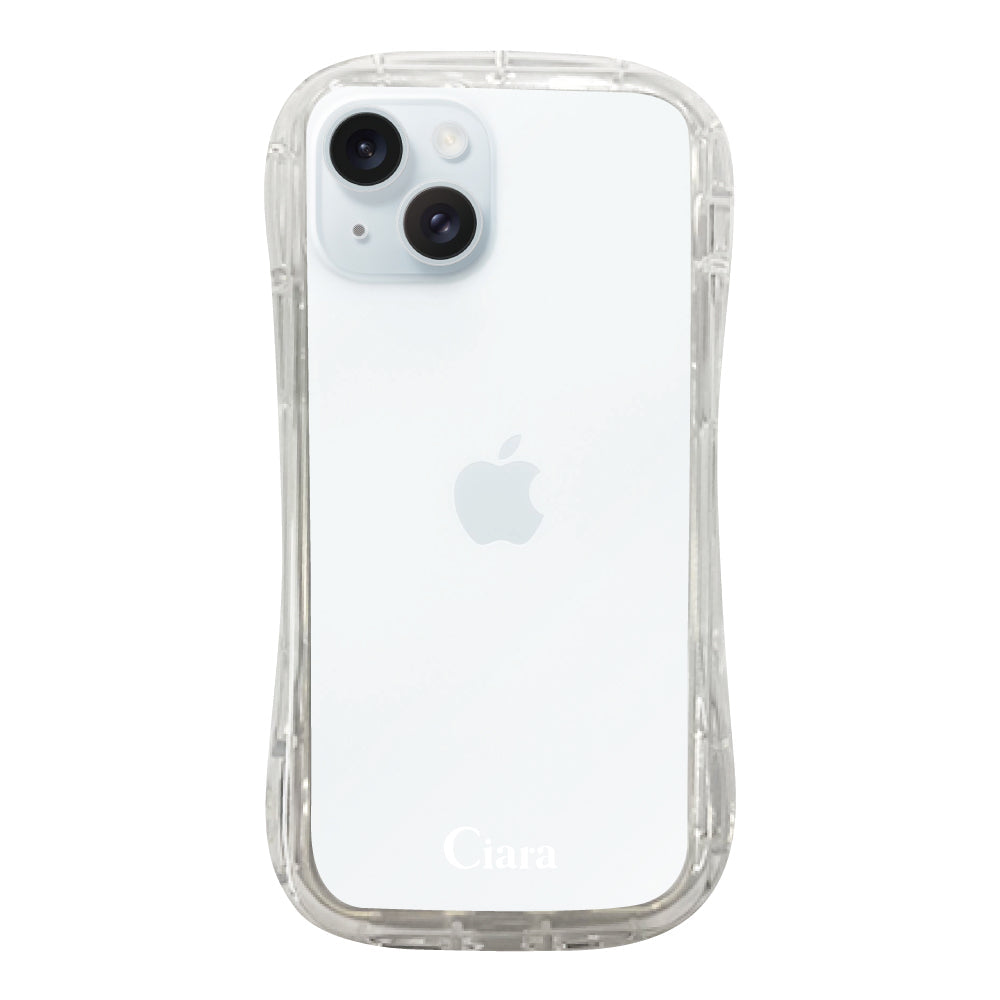iPhone15Plus TPUグリップ クリアケース ロゴ ホワイト
