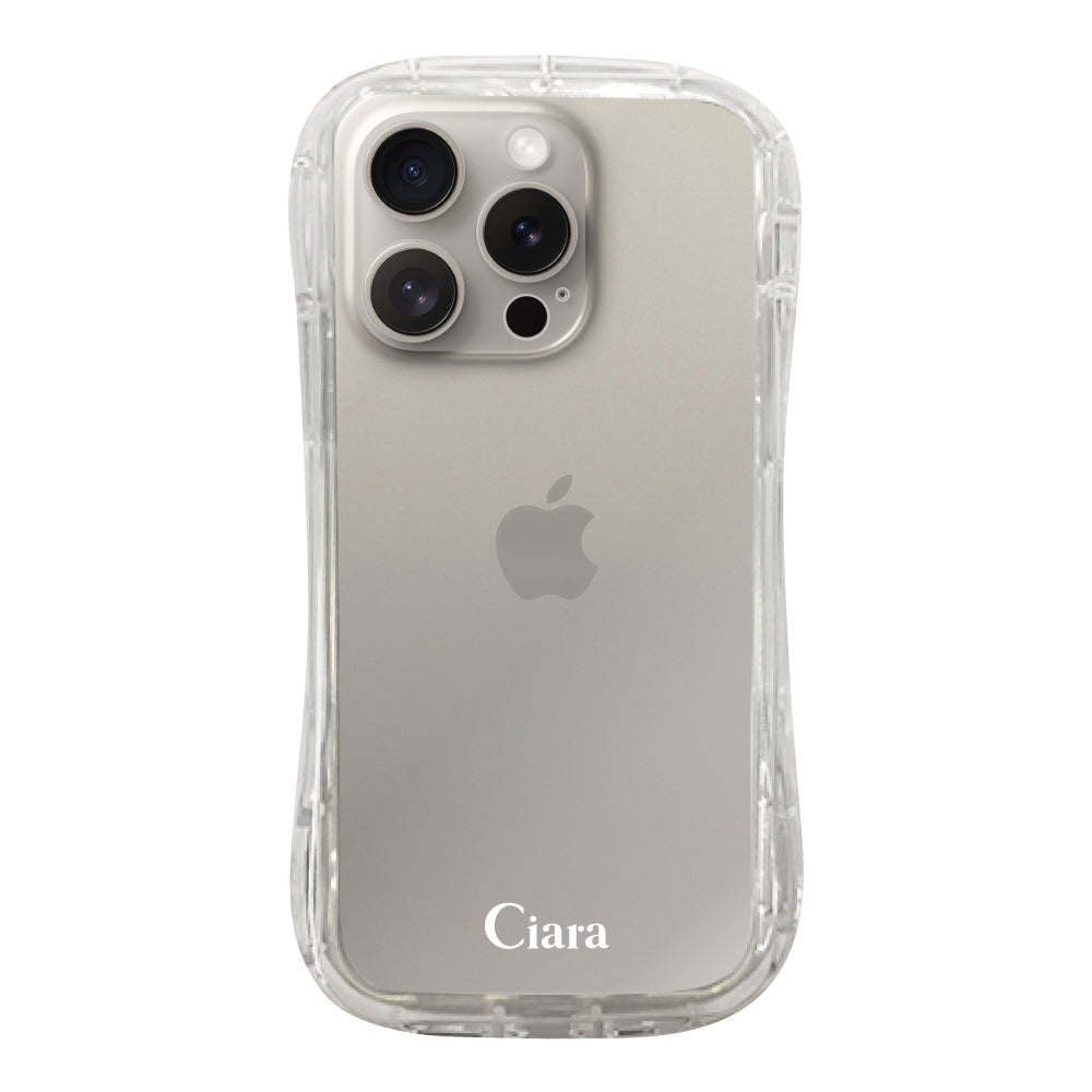 iPhone15Pro TPUグリップ クリアケース ロゴ ホワイト