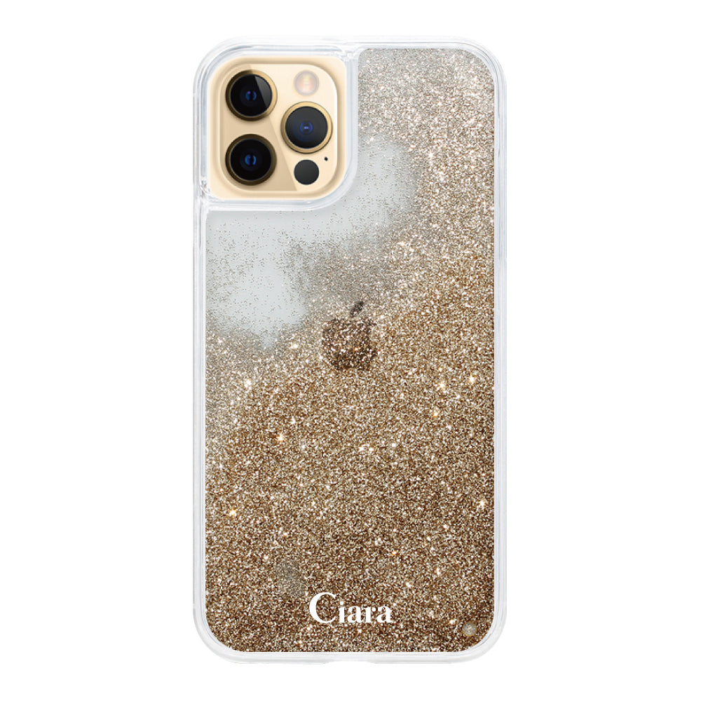 iPhone11Pro グリッター オイルクリアケース ロゴ ゴールド