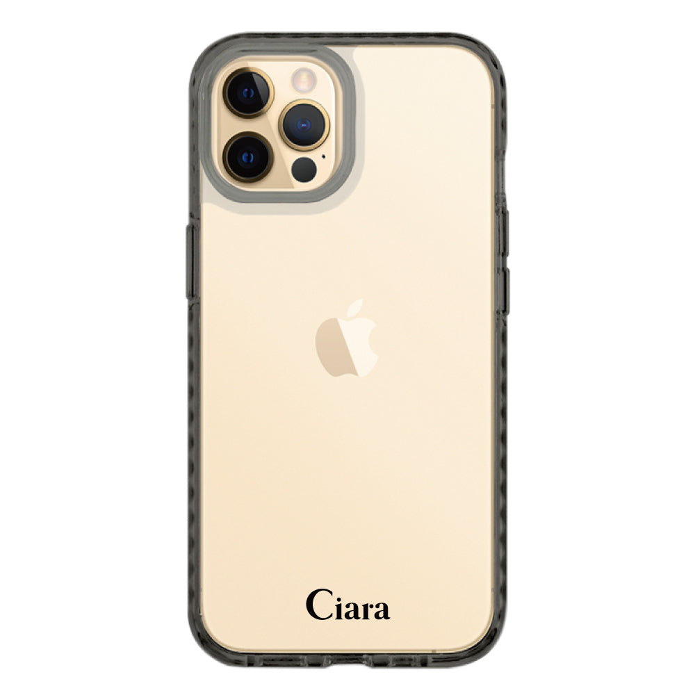 iPhone11ProMaxケース クッションバンパー 耐衝撃クリアケース ロゴ クリアブラック