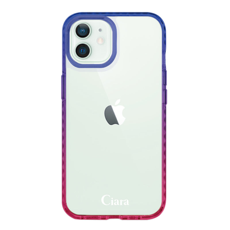 iPhoneケース グラデーションクッションバンパー 耐衝撃クリアケース ロゴ
