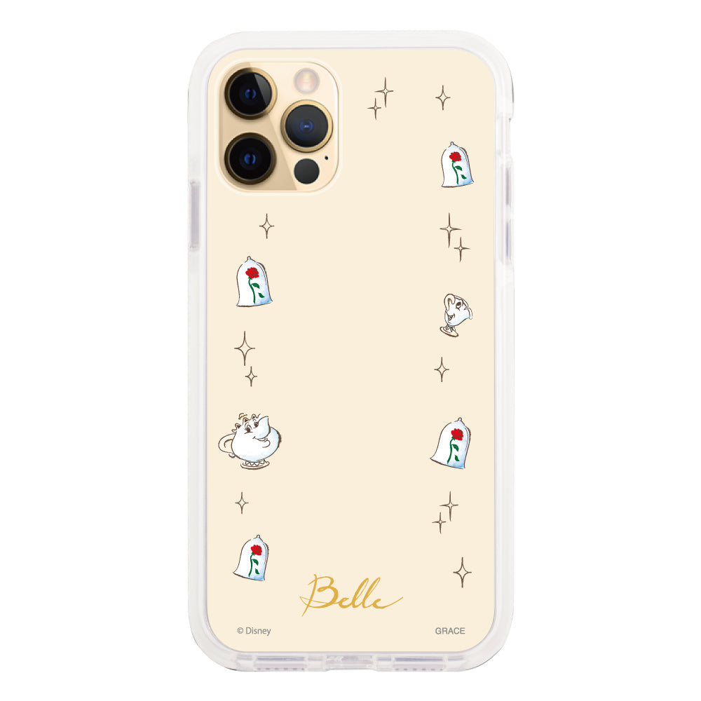 iPhone11Proケース クッションバンパー 耐衝撃クリアケース ディズニー100 フレーム プリンセス ベル クリア