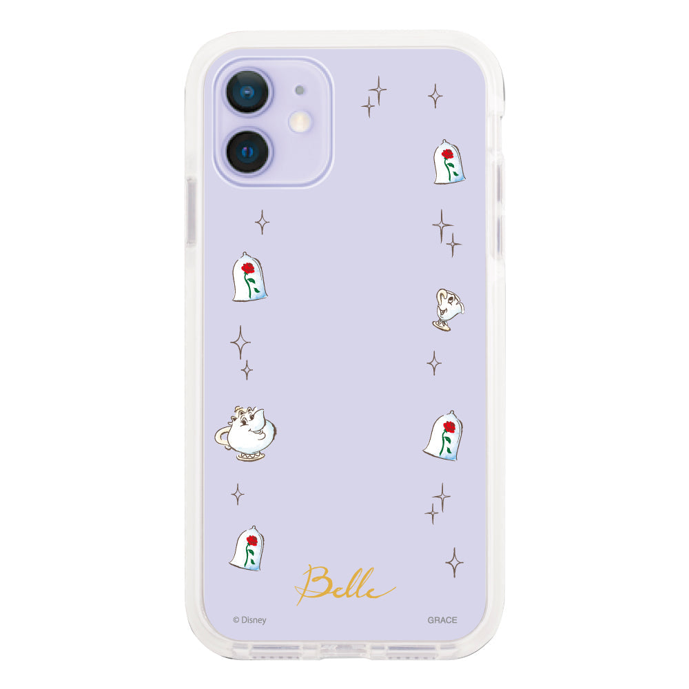 iPhone12/12Proケース クッションバンパー 耐衝撃クリアケース ディズニー100 フレーム プリンセス ベル クリア