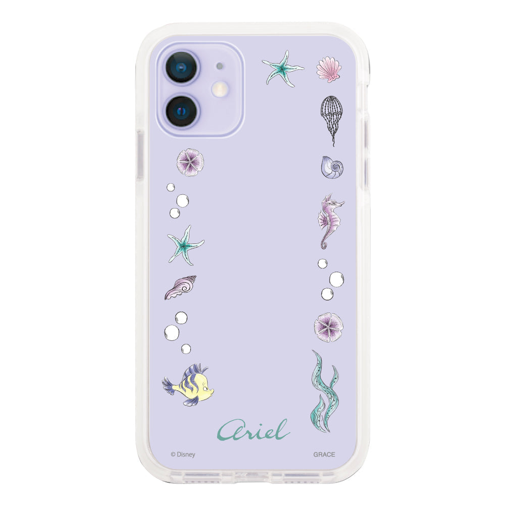 iPhone12/12Proケース クッションバンパー 耐衝撃クリアケース ディズニー100 フレーム プリンセス アリエル クリア