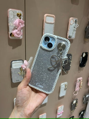 ロゴラインストーンフレームクリアケースカスタム