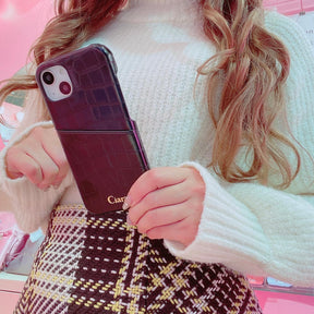 背面にカードポケット付きレザーケース！