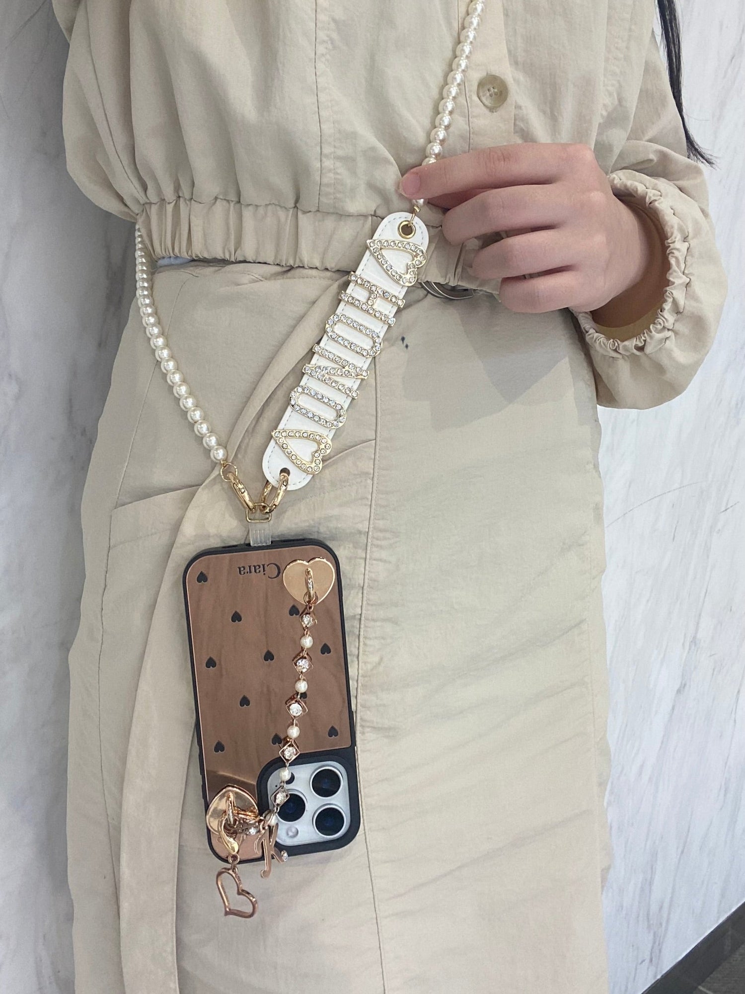 バンドレザーパールショルダーストラップカスタム