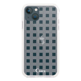 iPhone13mini クッションバンパー 耐衝撃クリアケース ギンガム ホワイト