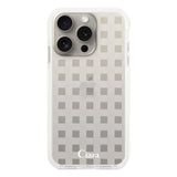 iPhone15Pro クッションバンパー 耐衝撃クリアケース ギンガム ホワイト