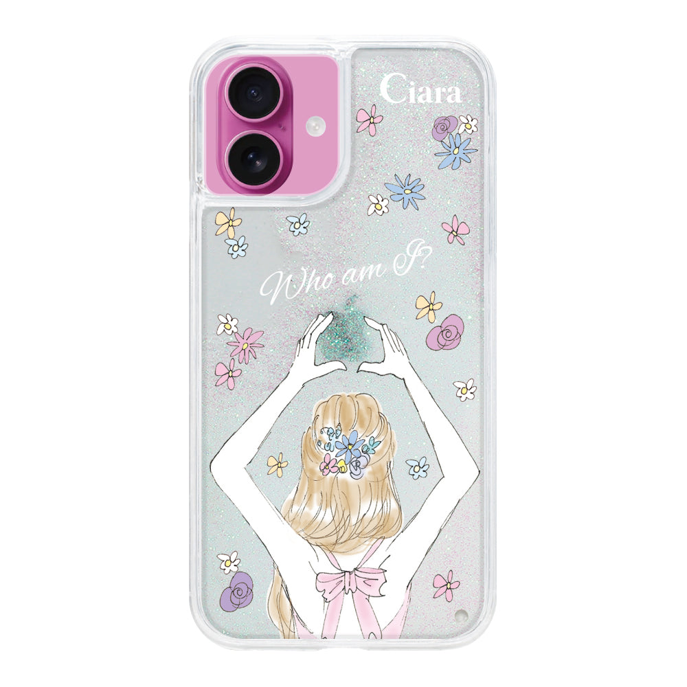 iPhone16 グリッター オイルクリアケース バックショット ピンク
