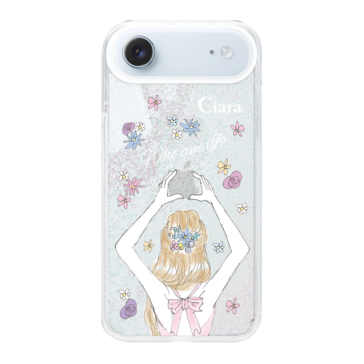 iPhoneAir グリッター オイルクリアケース バックショット ピンク