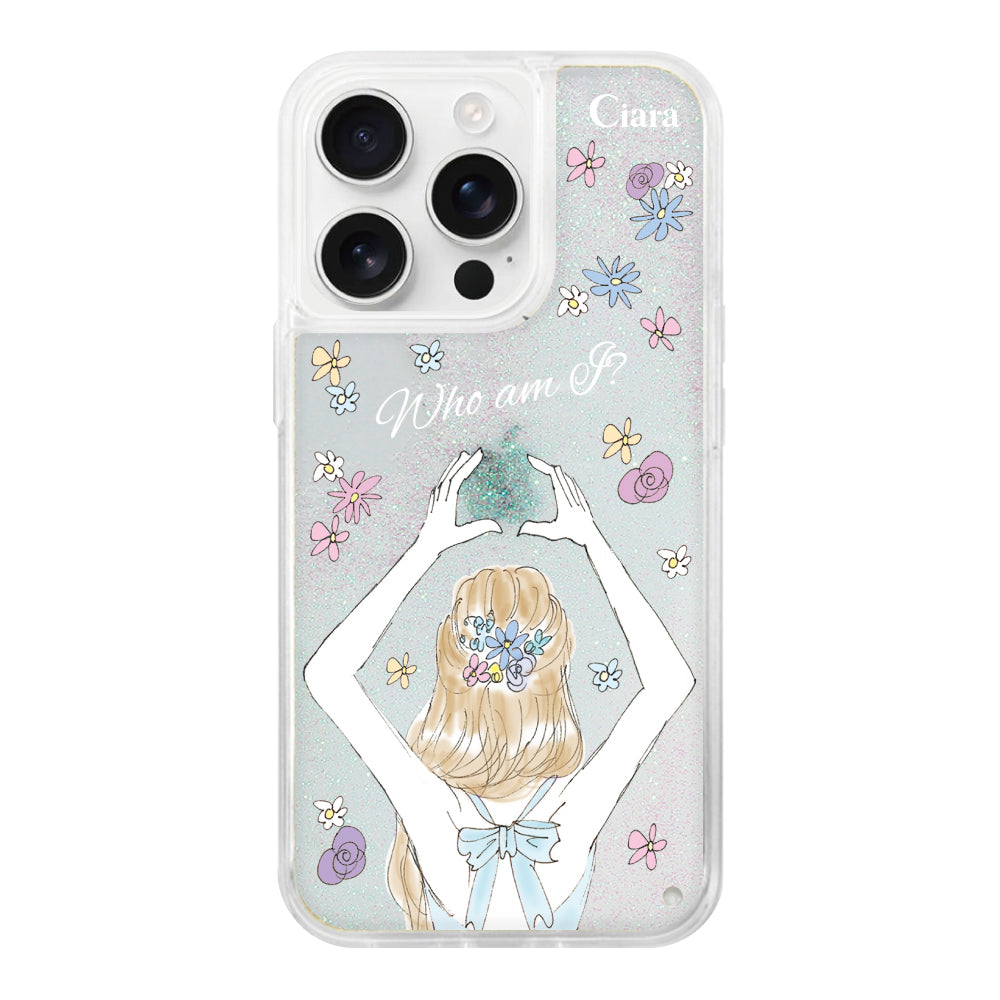 iPhone16ProMax グリッター オイルクリアケース バックショット ブルー
