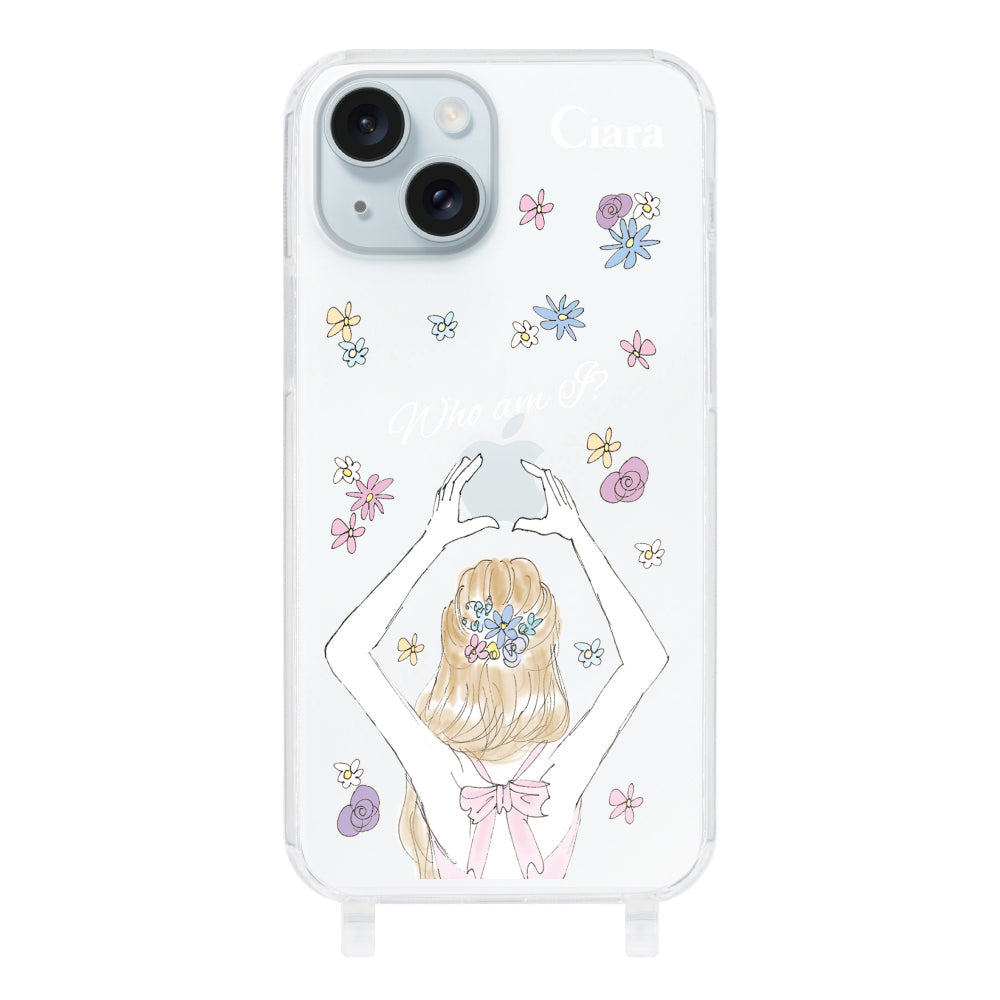 iPhone15Plusケース ストラップクリアケース バックショット ピンク
