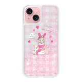 iPhone15 グリッター オイルクリアケース バニーガール ピンク