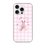 iPhone16ProMax ガラス 強化ガラスケース バニーガール ピンクチェック