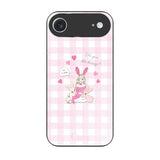 iPhoneAir ガラス 強化ガラスケース バニーガール ピンクチェック