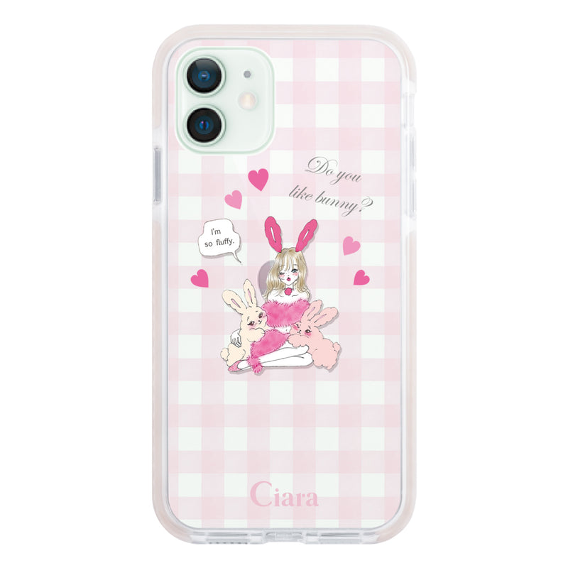 iPhoneケース クッションバンパー 耐衝撃クリアケース バニーアンドガール