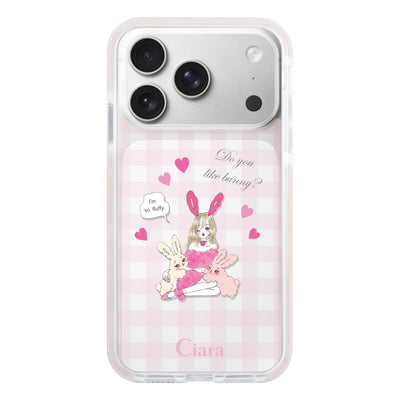 iPhoneケース クッションバンパー 耐衝撃クリアケース バニーアンドガール