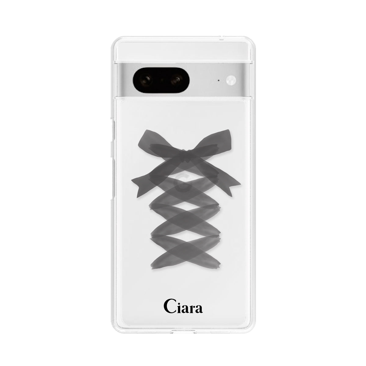 GooglePixel7 クリアケース レースアップリボン ブラック