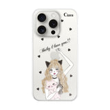 iPhone15ProMax ハイブリッド クリアケース ブラックキャットガール クリア
