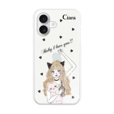 iPhoneケース ハイブリッド クリアケース ブラックキャットガール