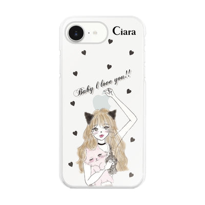 iPhoneケース ハイブリッド クリアケース ブラックキャットガール