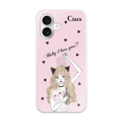 iPhoneケース ハイブリッド クリアケース ブラックキャットガール