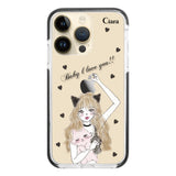 iPhone14Pro クッションバンパー 耐衝撃クリアケース ブラックキャットガール ブラック
