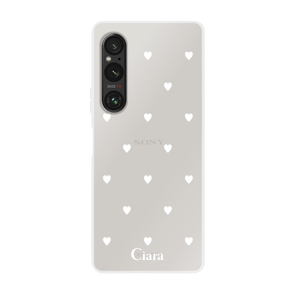 Xperia1Ⅴ クリアケース スウィートハート ホワイト
