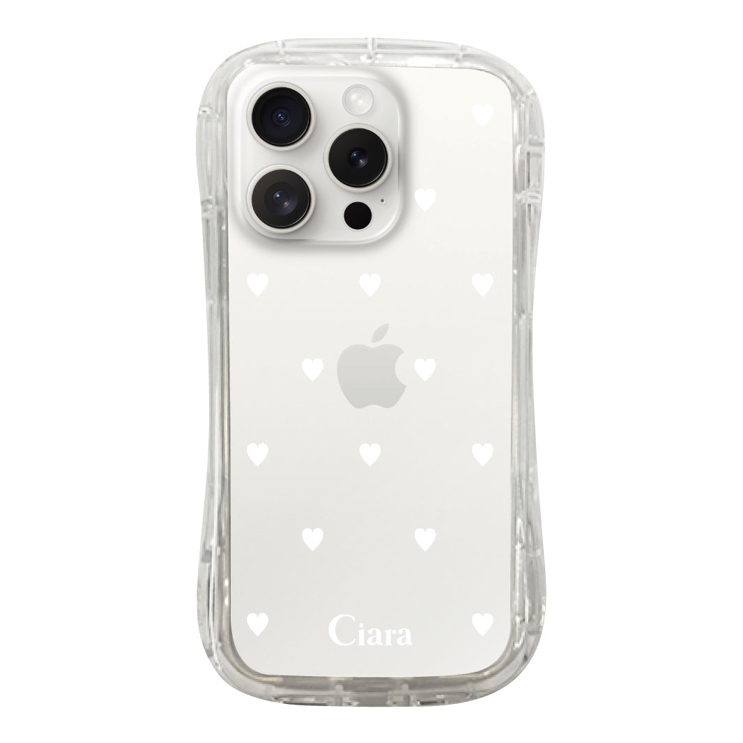 iPhone15ProMax TPUグリップ クリアケース スウィートハート ホワイト