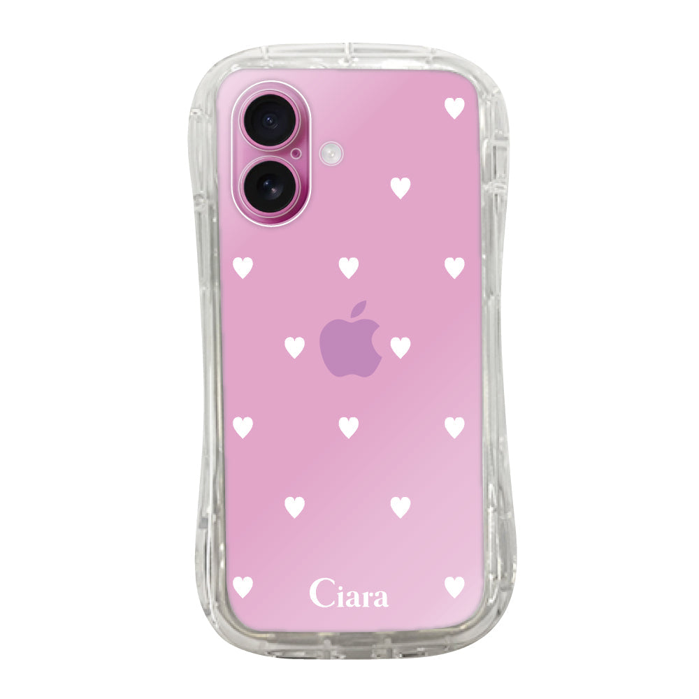 iPhone16 TPUグリップ クリアケース スウィートハート ホワイト
