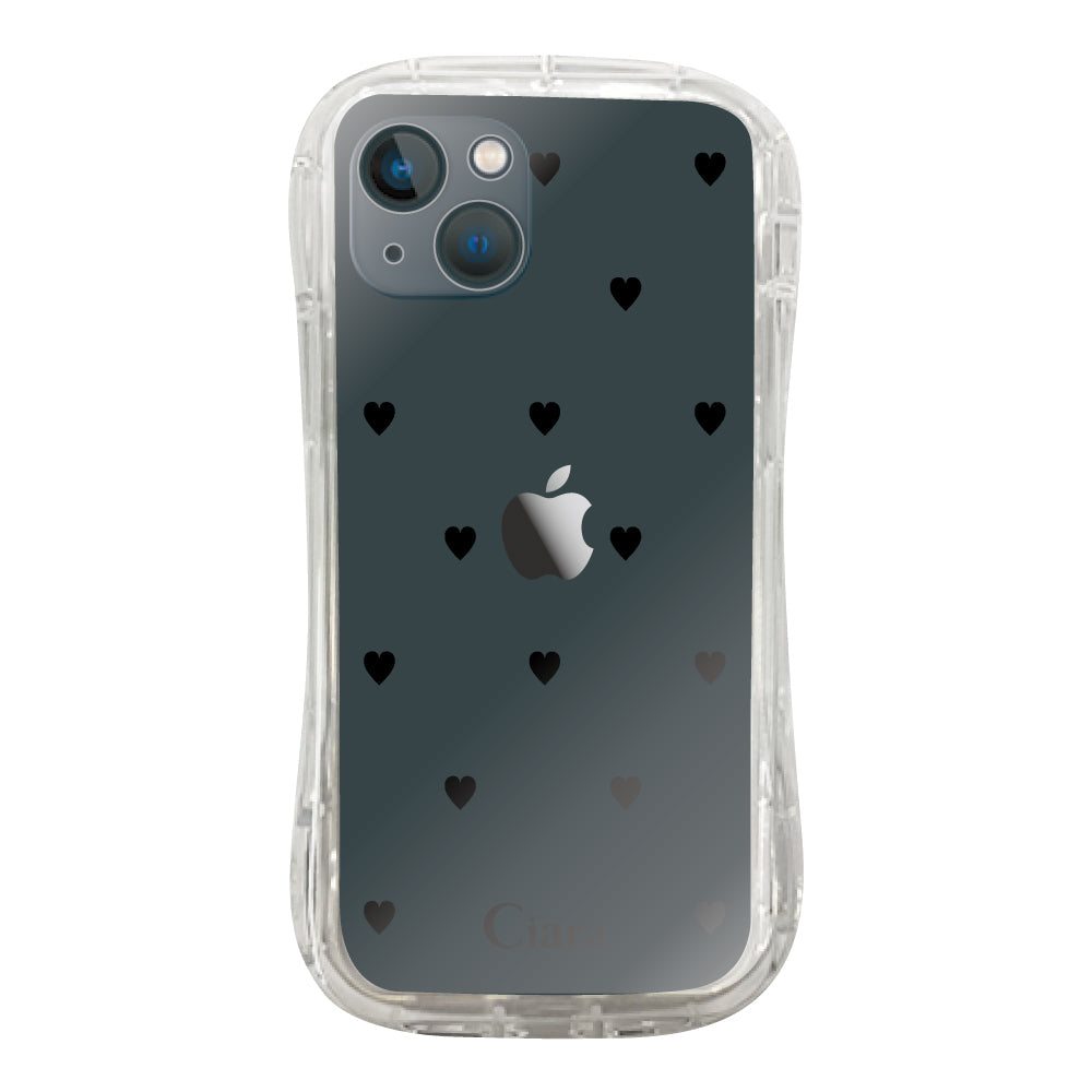 iPhone13mini TPUグリップ クリアケース スウィートハート ブラック