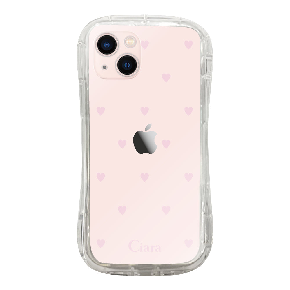 iPhone13 TPUグリップ クリアケース スウィートハート ピンク