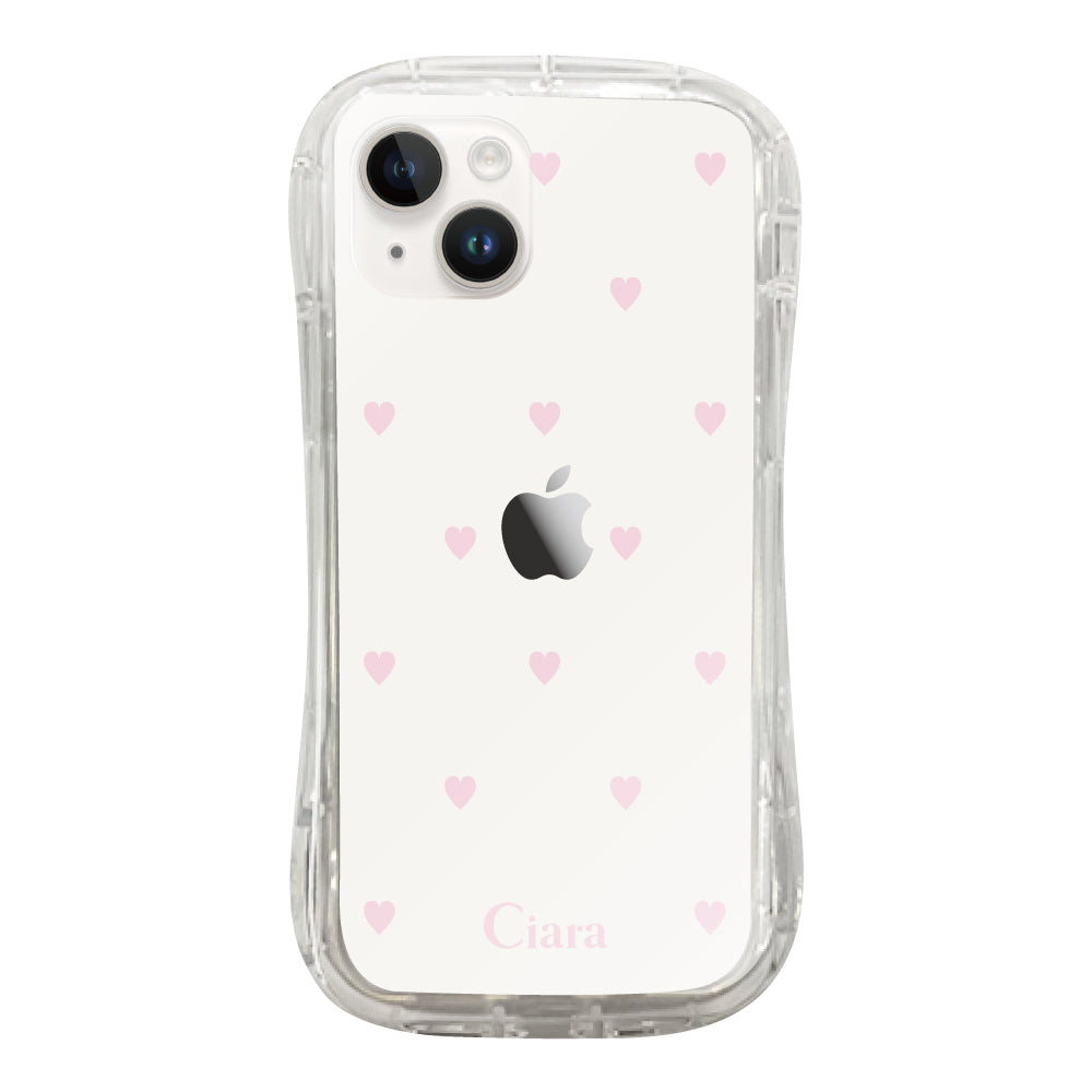 iPhone14 TPUグリップ クリアケース スウィートハート ピンク