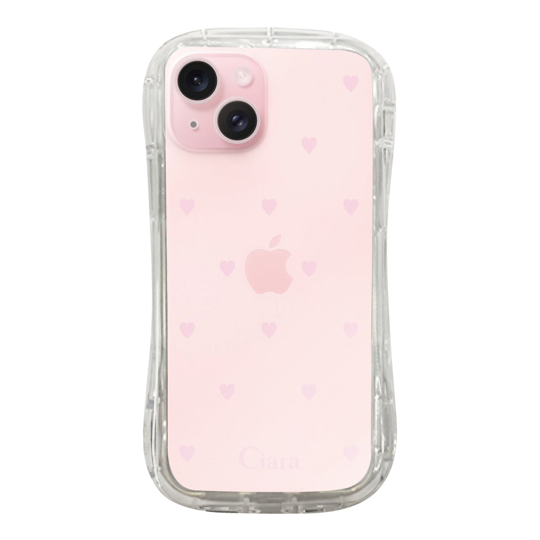 iPhone15 TPUグリップ クリアケース スウィートハート ピンク