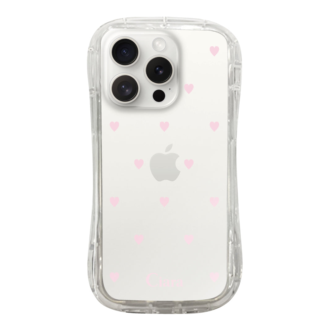 iPhone15ProMax TPUグリップ クリアケース スウィートハート ピンク