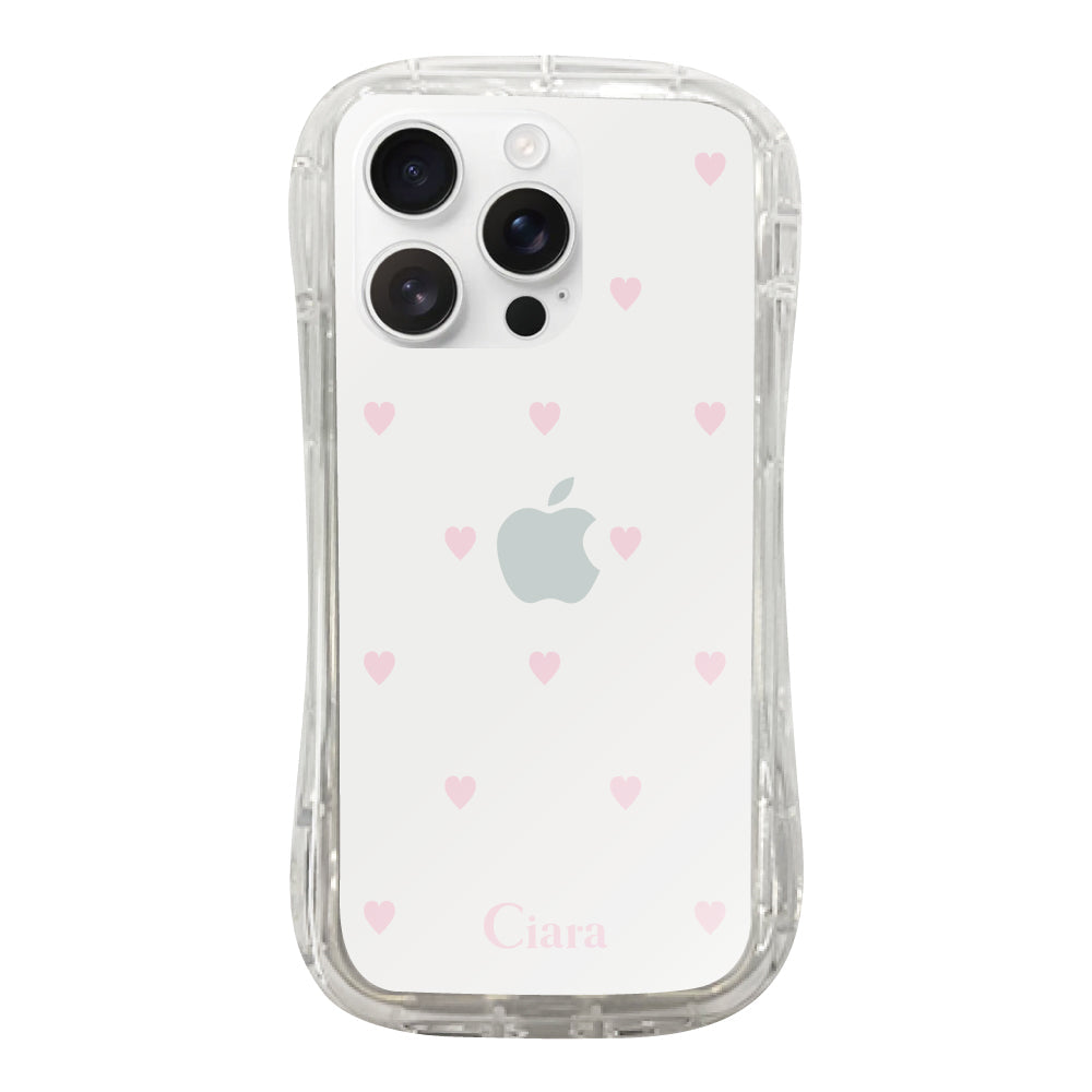 iPhone16ProMax TPUグリップ クリアケース スウィートハート ピンク