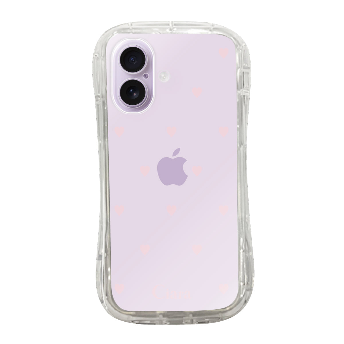 iPhone17 TPUグリップ クリアケース スウィートハート ピンク