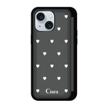 iPhone15Plus/14Plus バックフリップカード収納ミラー付き カード収納ミラー付きケース スウィートハート ブラック