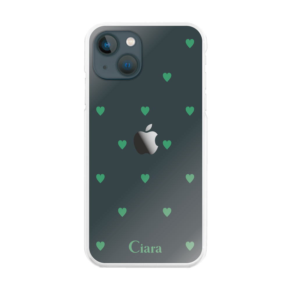 iPhone13miniケース ハイブリッド クリアケース スウィートハート グリーン