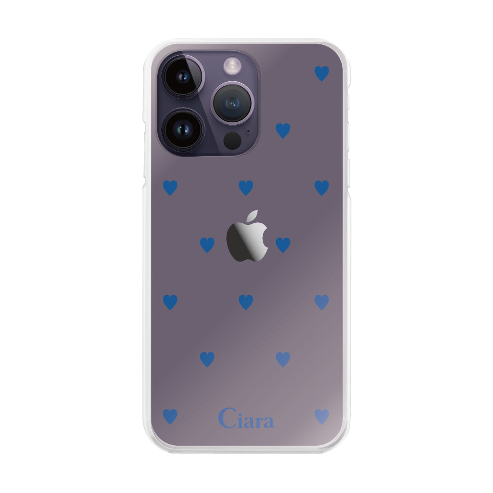 iPhone14ProMaxケース ハイブリッド クリアケース スウィートハート ブルー