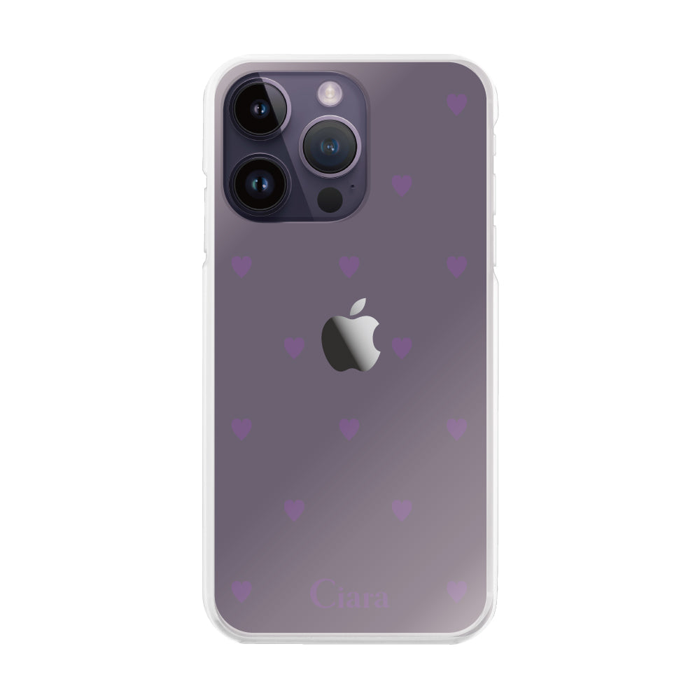 iPhone14ProMaxケース ハイブリッド クリアケース スウィートハート パープル