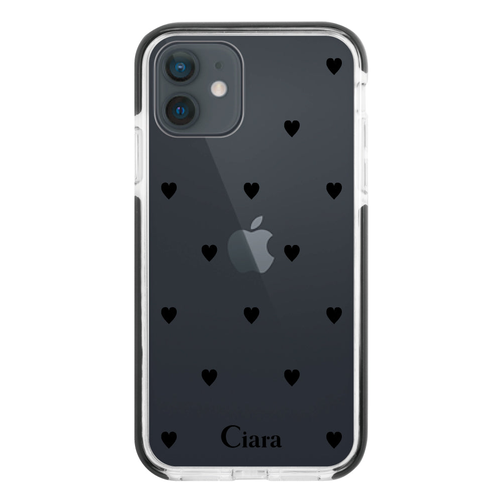 iPhoneXR クッションバンパー 耐衝撃クリアケース スウィートハート ブラック