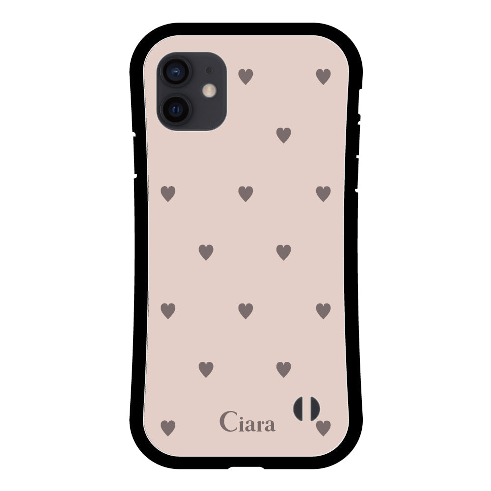 iPhoneXR グリップ 耐衝撃ケース スウィートハート ベージュ