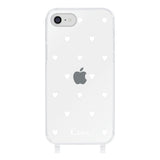 iPhone7/8/SE2/SE3 ストラップクリアケース スウィートハート ホワイト