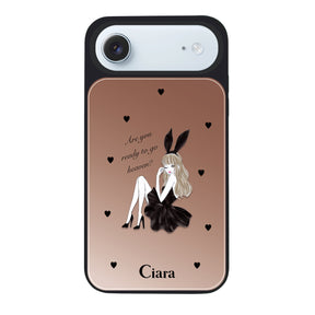 iPhoneAir ミラーバンパー ミラー付きケース ブラックバニー ピンクゴールド