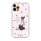 iPhoneX/XS ガラス 強化ガラスケース ブラックバニー ピンク