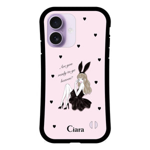 iPhoneケース グリップ 耐衝撃ケース ブラックバニー