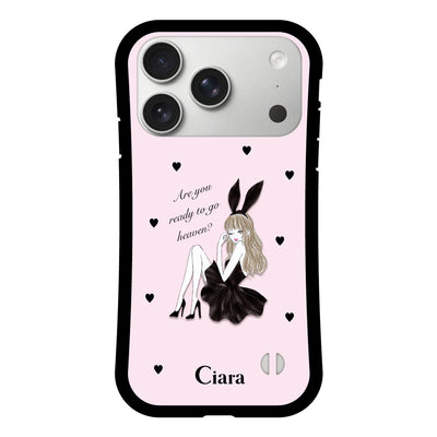 iPhoneケース グリップ 耐衝撃ケース ブラックバニー