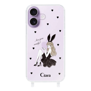 iPhoneケース  ストラップクリアケース ブラックバニー